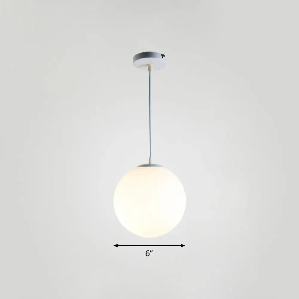 Minimalist White Sphere Opal Glass Ceiling Lamp for Single Restaurant