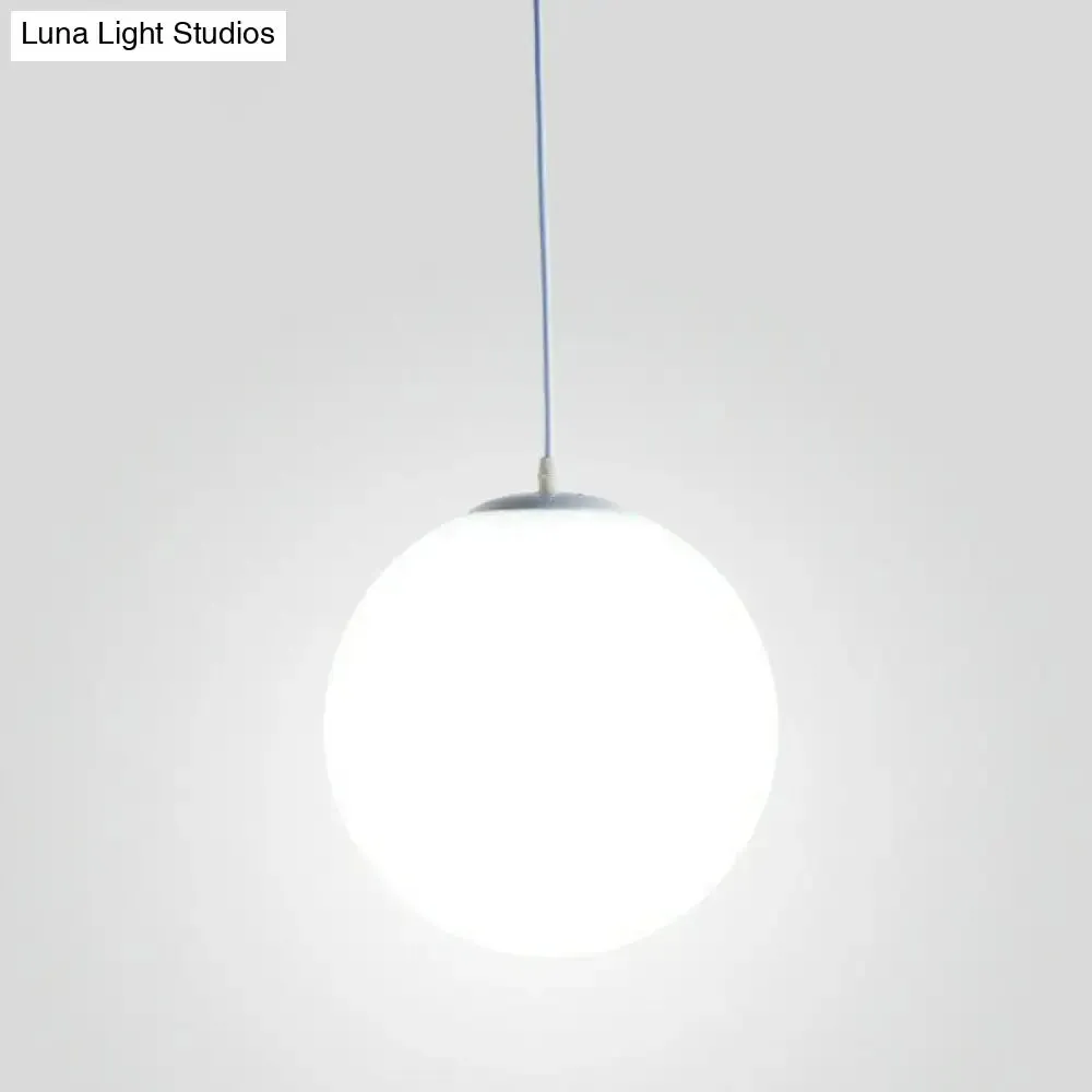 Minimalist White Sphere Opal Glass Ceiling Lamp for Single Restaurant