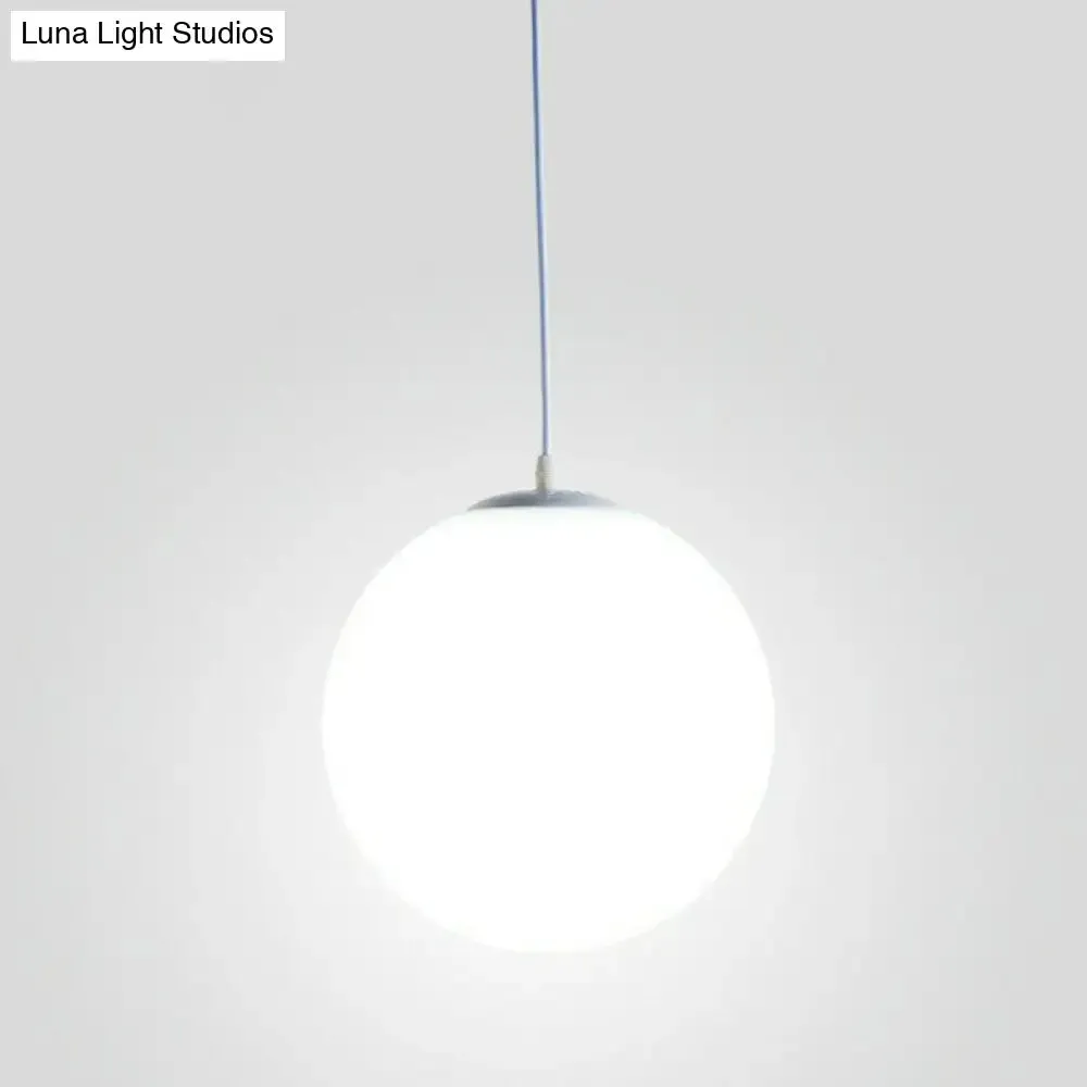 Minimalist White Sphere Opal Glass Ceiling Lamp for Single Restaurant