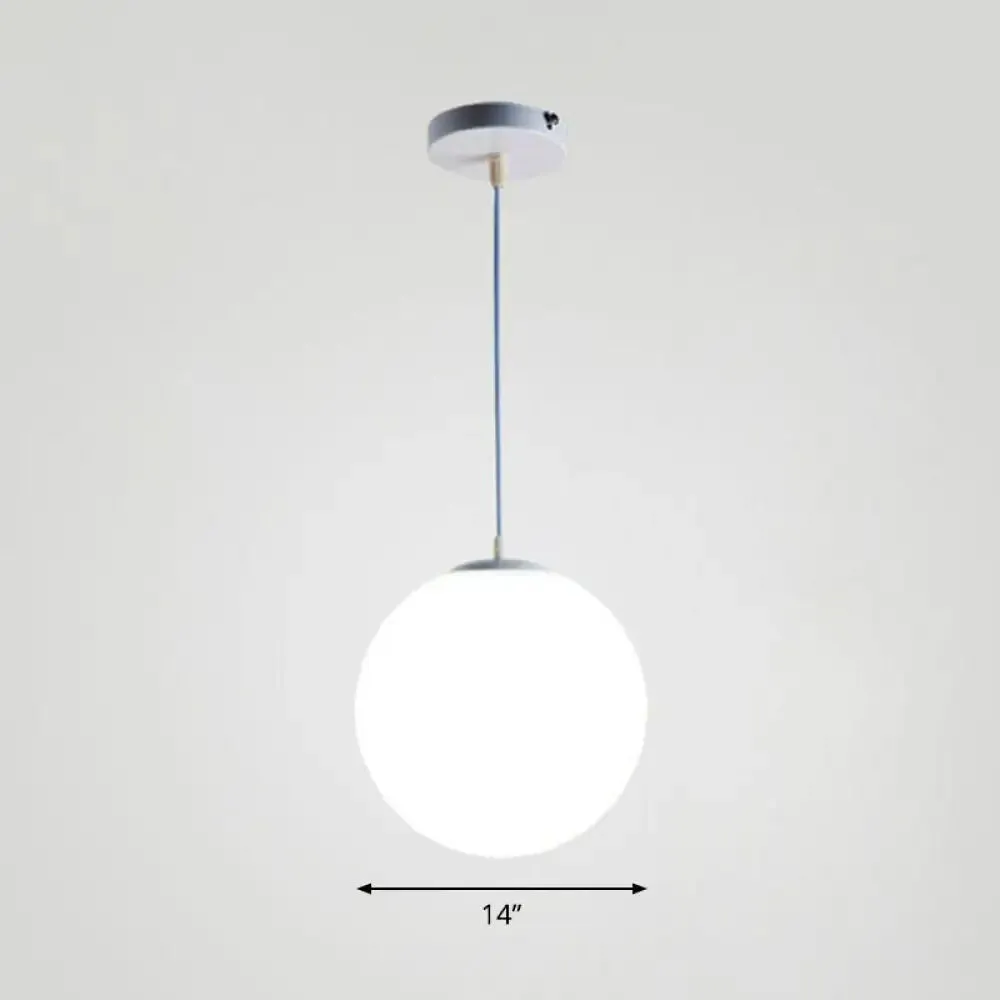 Minimalist White Sphere Opal Glass Ceiling Lamp for Single Restaurant