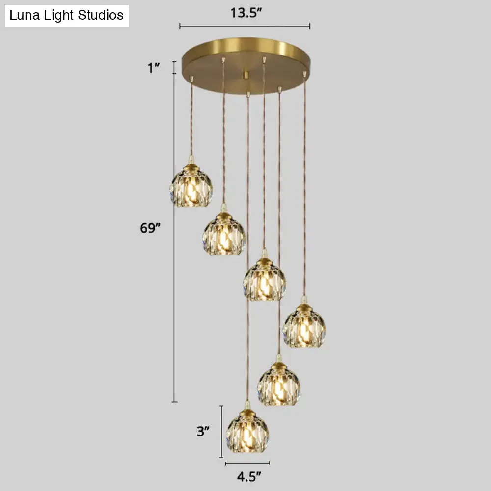 Minimalistic Gold Spiral Cluster Pendant Light for Living Room