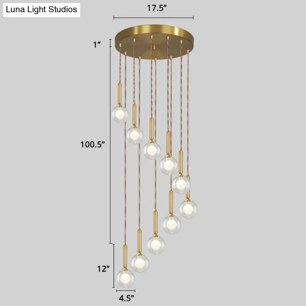 Minimalistic Gold Spiral Cluster Pendant Light for Living Room