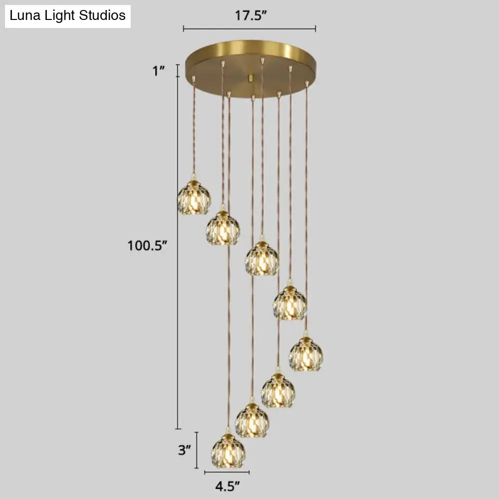 Minimalistic Gold Spiral Cluster Pendant Light for Living Room