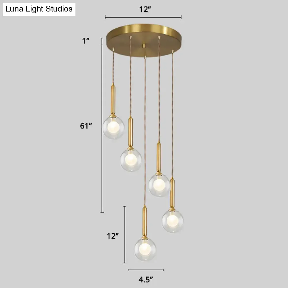 Minimalistic Gold Spiral Cluster Pendant Light for Living Room