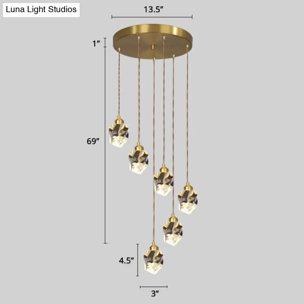 Minimalistic Gold Spiral Cluster Pendant Light for Living Room