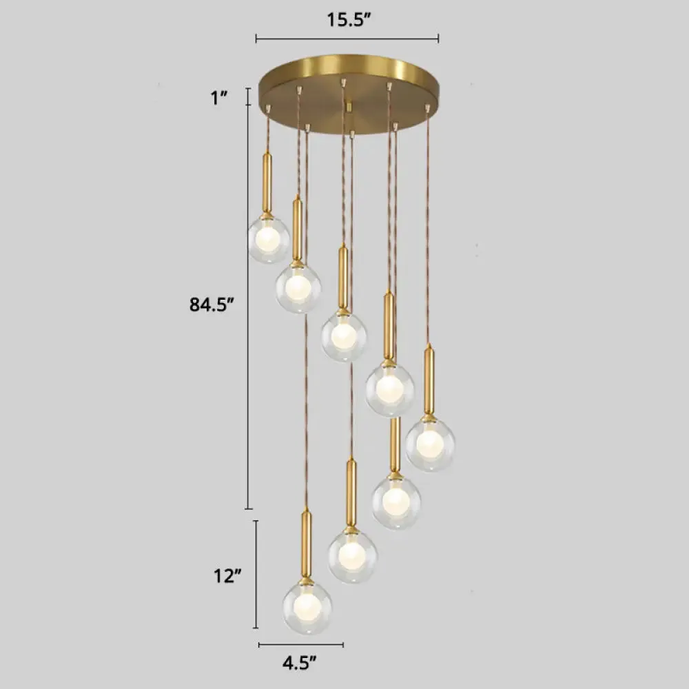 Minimalistic Gold Spiral Cluster Pendant Light for Living Room