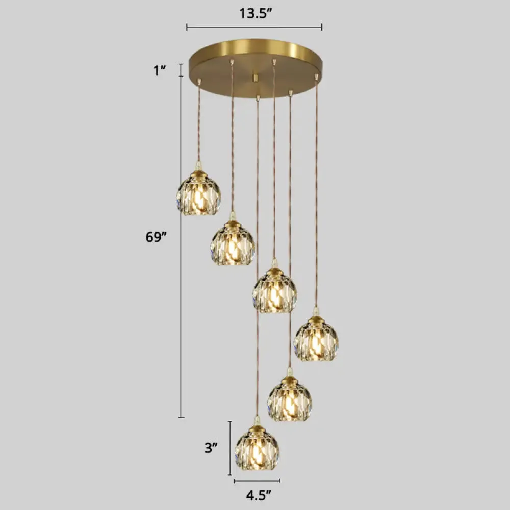 Minimalistic Gold Spiral Cluster Pendant Light for Living Room