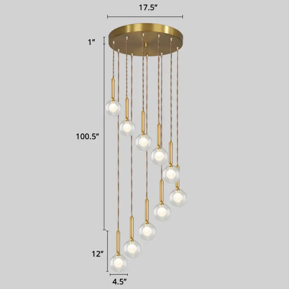 Minimalistic Gold Spiral Cluster Pendant Light for Living Room