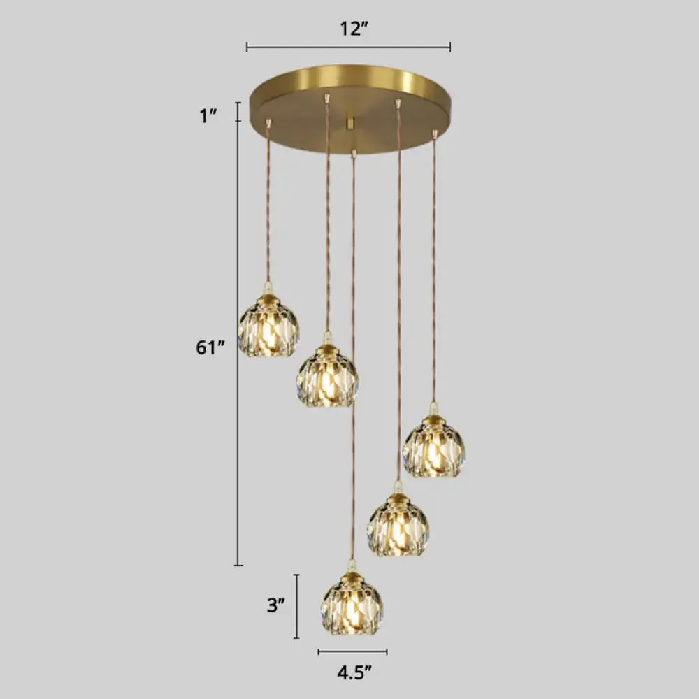 Minimalistic Gold Spiral Cluster Pendant Light for Living Room