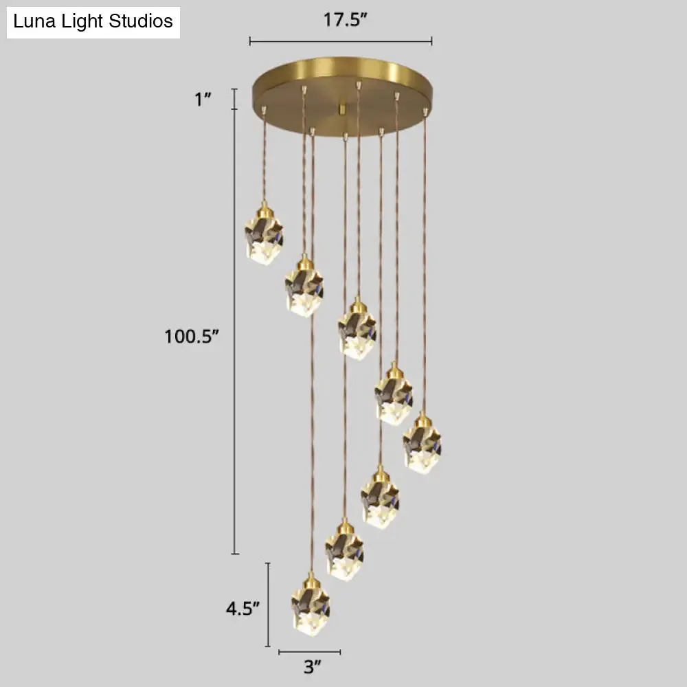 Minimalistic Gold Spiral Cluster Pendant Light for Living Room