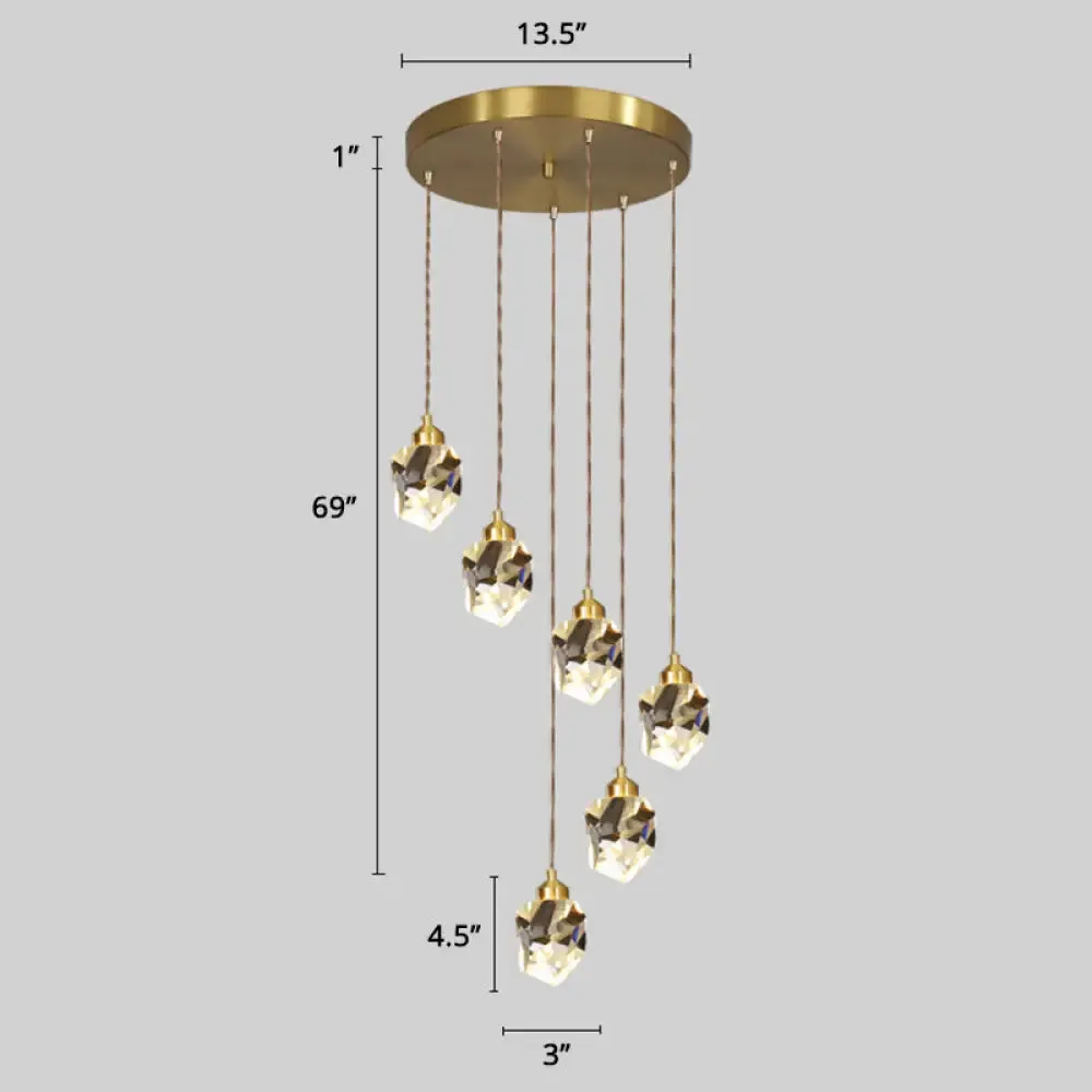 Minimalistic Gold Spiral Cluster Pendant Light for Living Room