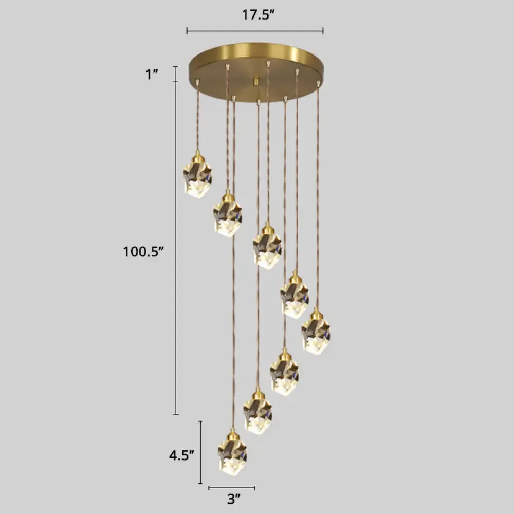 Minimalistic Gold Spiral Cluster Pendant Light for Living Room