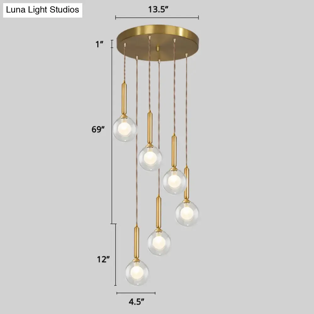 Minimalistic Gold Spiral Cluster Pendant Light for Living Room