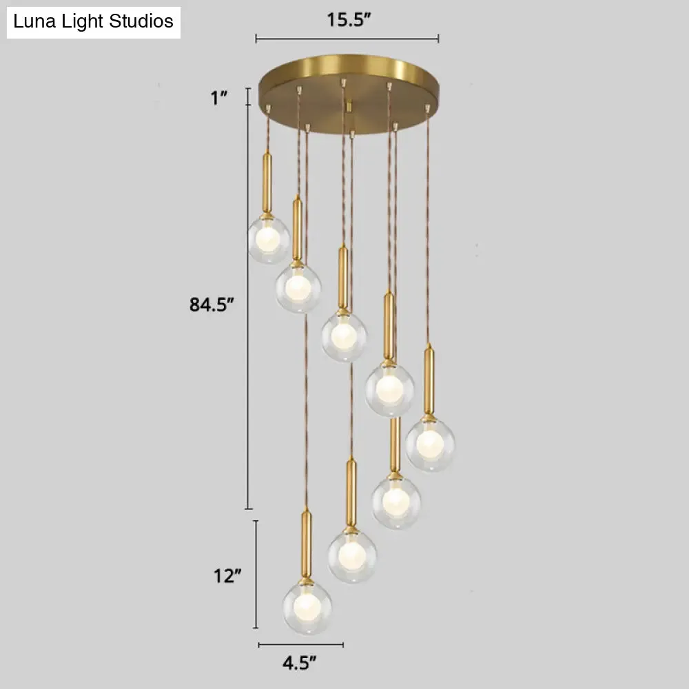 Minimalistic Gold Spiral Cluster Pendant Light for Living Room