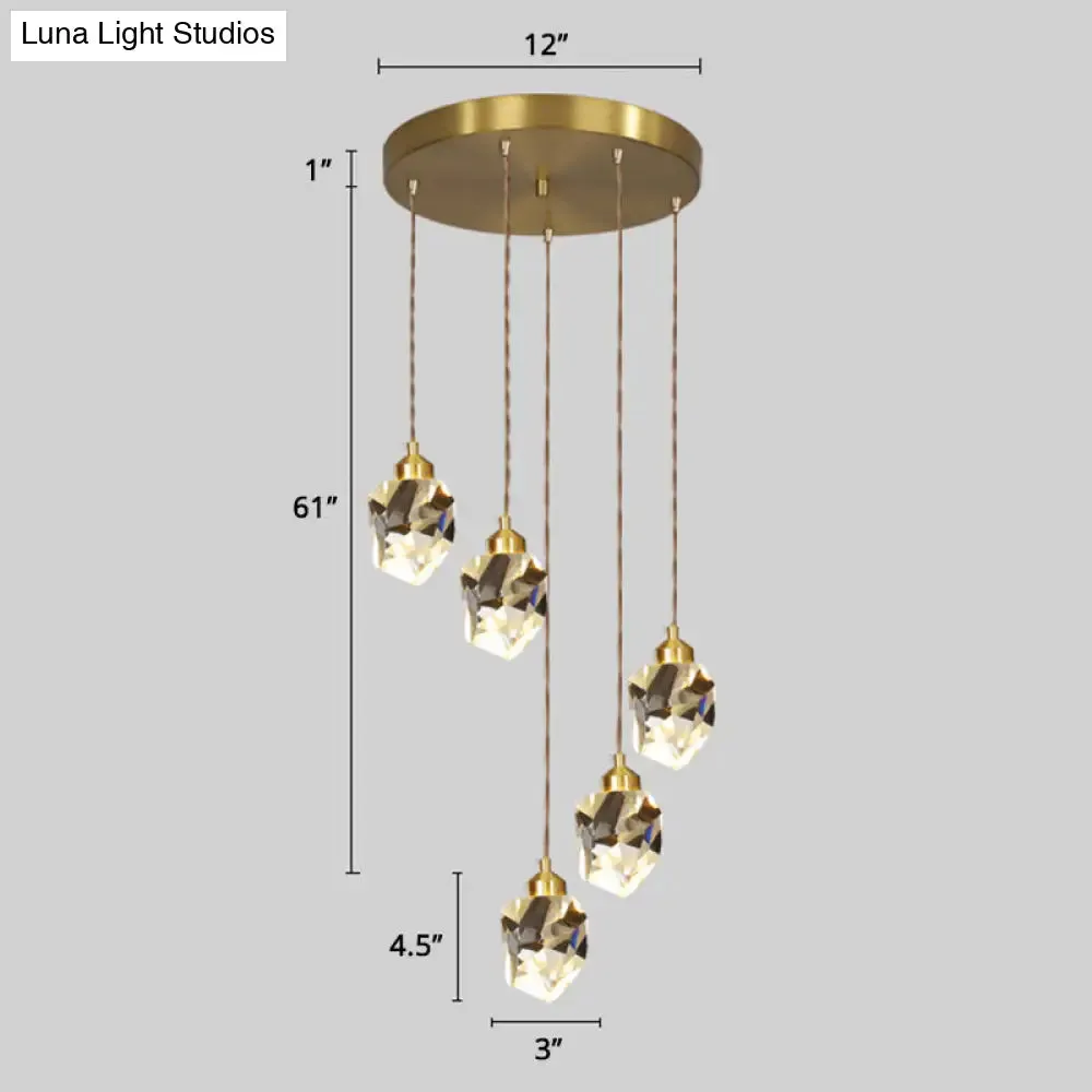 Minimalistic Gold Spiral Cluster Pendant Light for Living Room