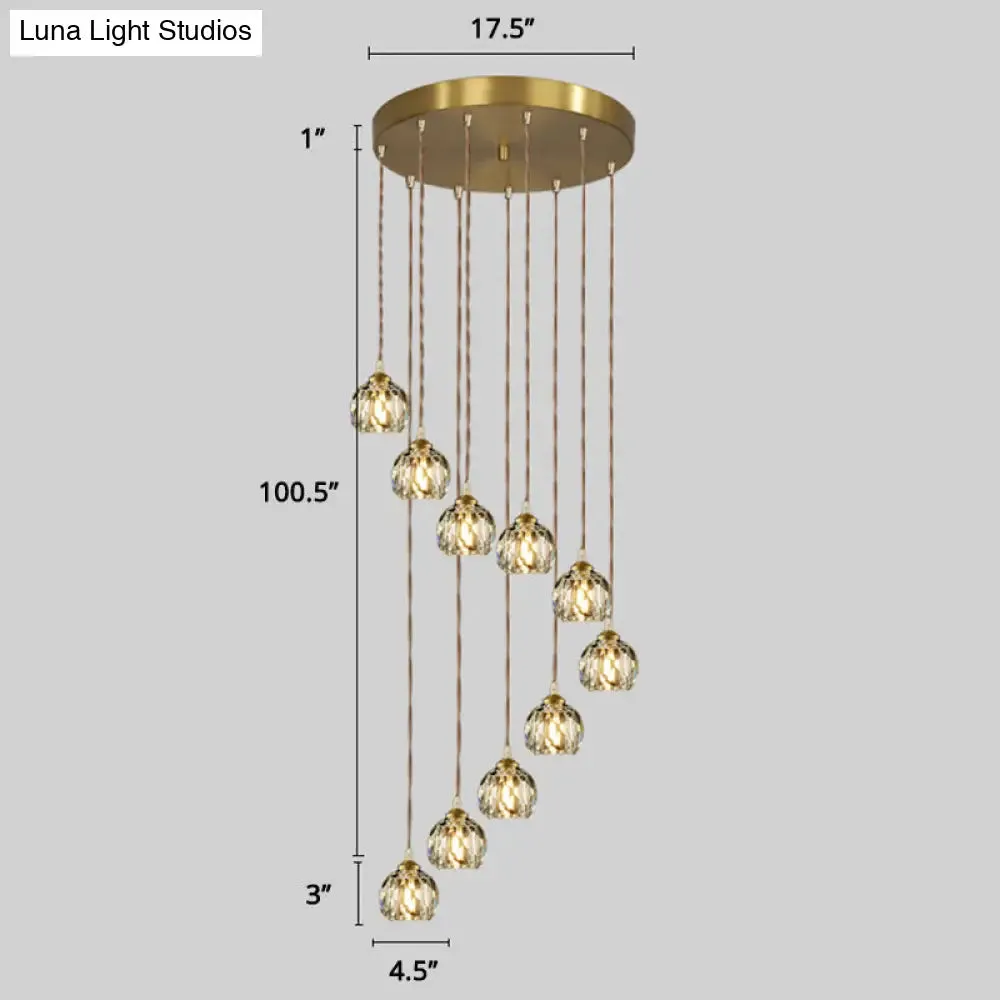 Minimalistic Gold Spiral Cluster Pendant Light for Living Room