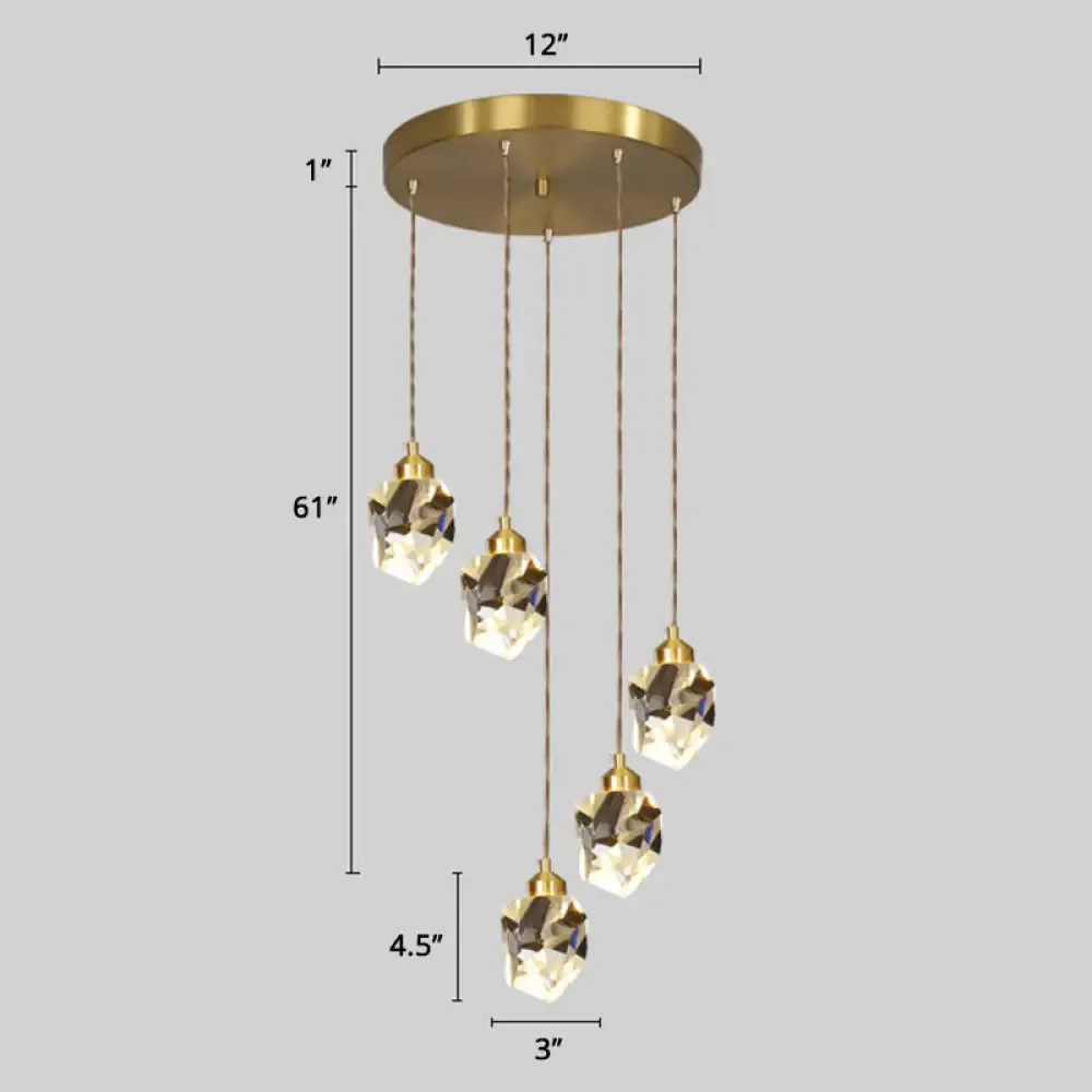 Minimalistic Gold Spiral Cluster Pendant Light for Living Room