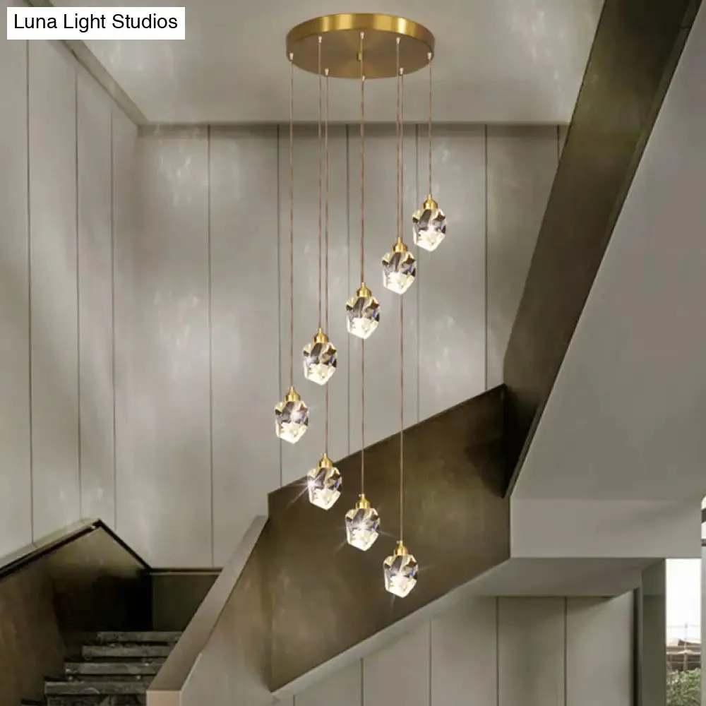 Minimalistic Gold Spiral Cluster Pendant Light for Living Room