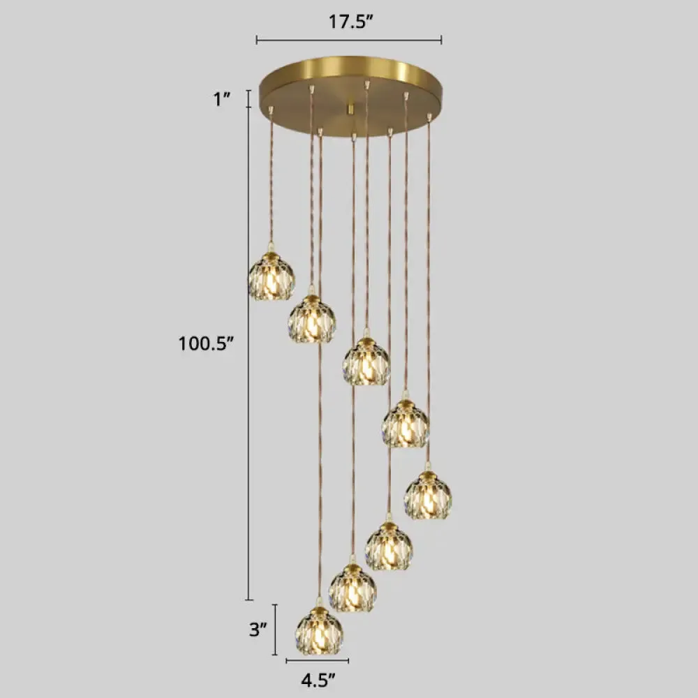 Minimalistic Gold Spiral Cluster Pendant Light for Living Room