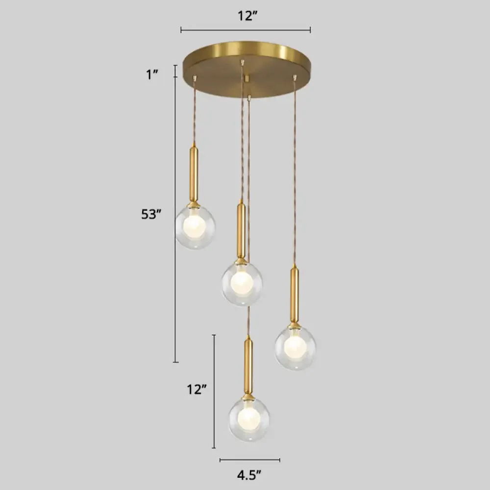 Minimalistic Gold Spiral Cluster Pendant Light for Living Room