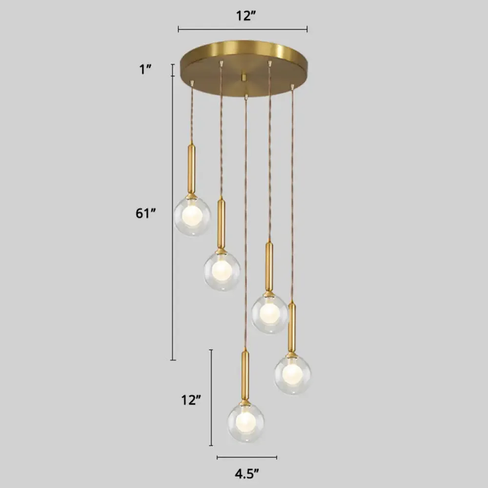 Minimalistic Gold Spiral Cluster Pendant Light for Living Room