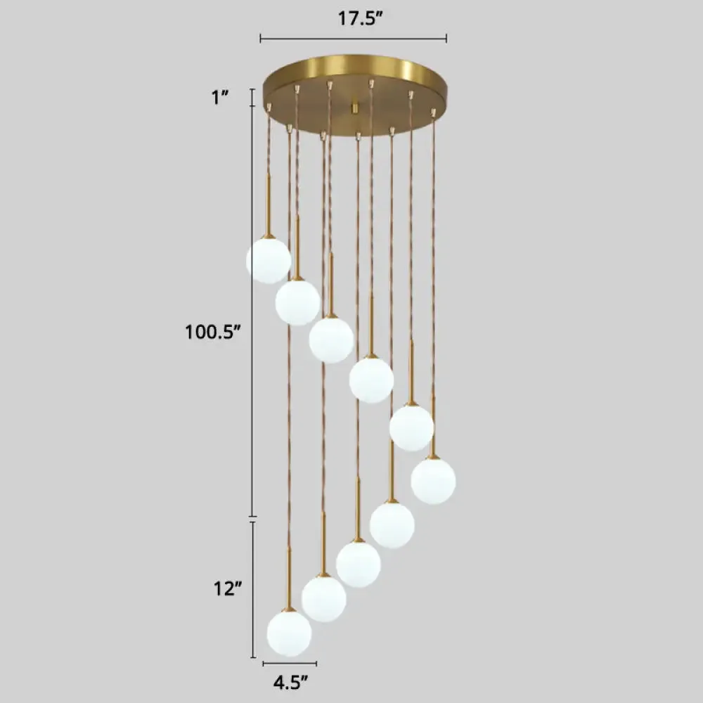 Minimalistic Gold Spiral Cluster Pendant Light for Living Room