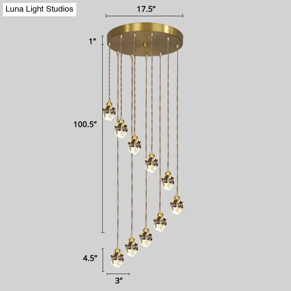 Minimalistic Gold Spiral Cluster Pendant Light for Living Room