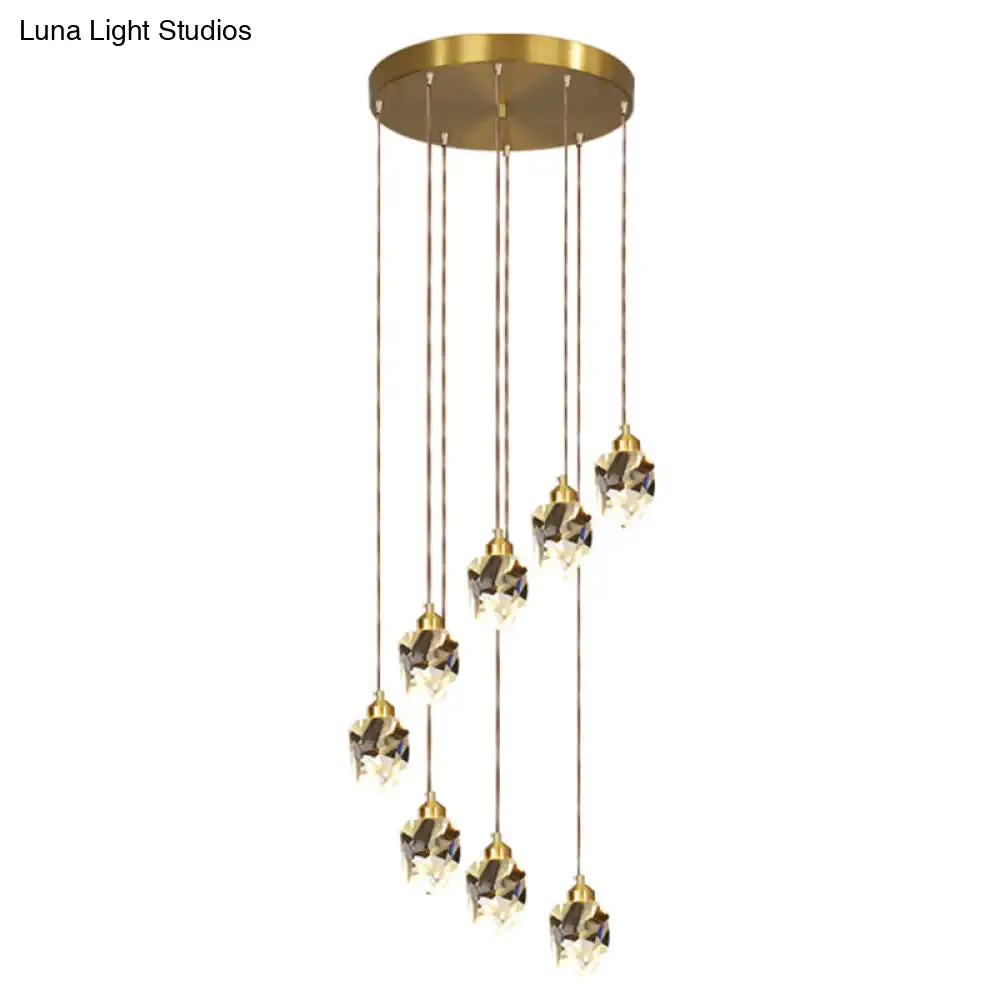 Minimalistic Gold Spiral Cluster Pendant Light for Living Room