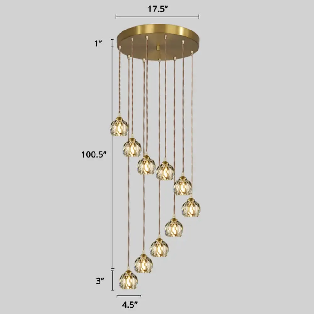 Minimalistic Gold Spiral Cluster Pendant Light for Living Room