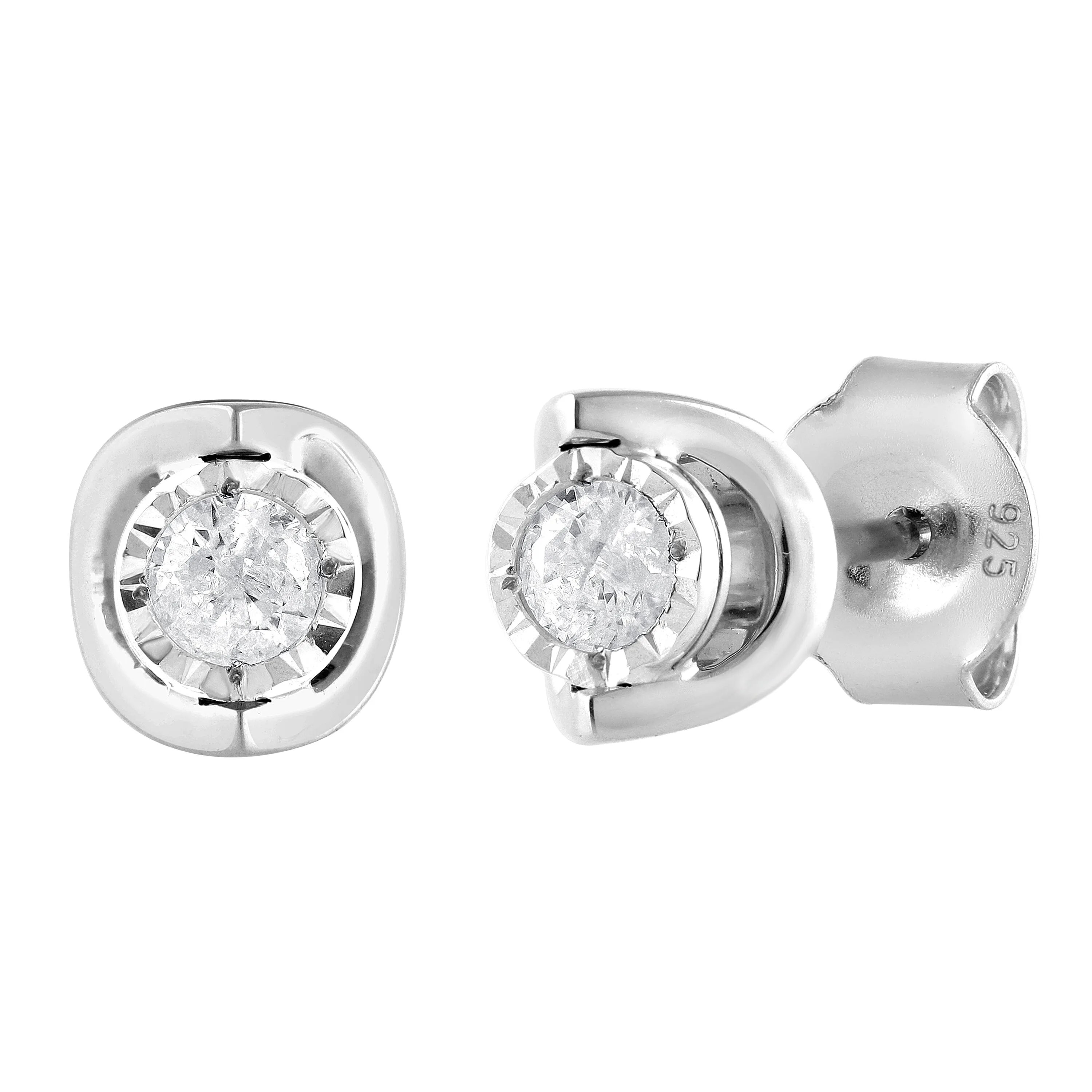 Miracle Halo Stud Earrings with 0.15ct of Diamonds in Sterling Silver