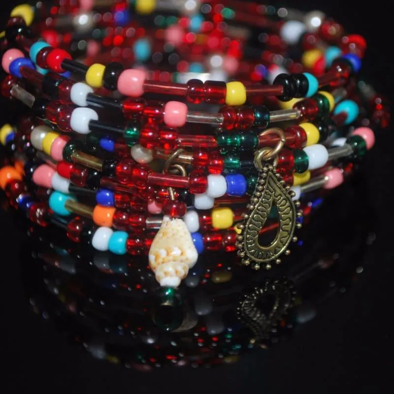 Mixed Colors Seed Bead Memory Wire bracelets