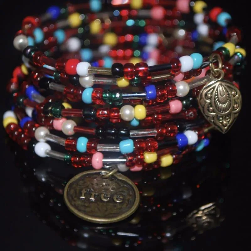 Mixed Colors Seed Bead Memory Wire bracelets