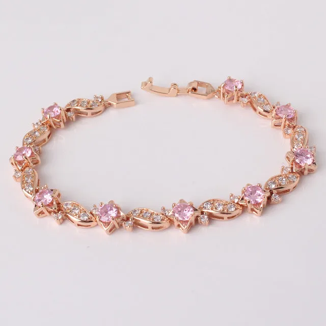 MOLIAM Lovely Gold-Color Bracelets Round Crystal Cubic zirconia Shinning Lady Chain Bracelet Bangle Jewelry Hot Sale MLL104