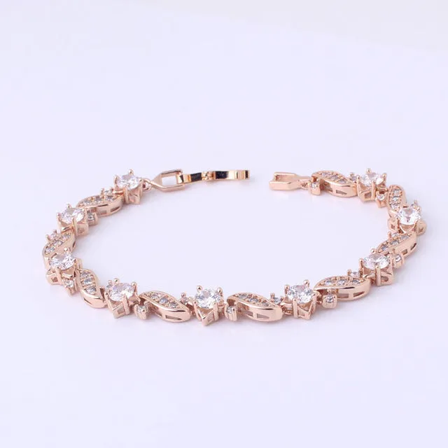 MOLIAM Lovely Gold-Color Bracelets Round Crystal Cubic zirconia Shinning Lady Chain Bracelet Bangle Jewelry Hot Sale MLL104