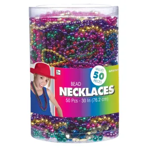 Multicolor Beads Necklace, 50 count