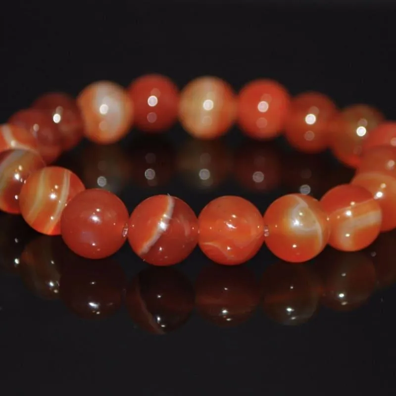 Natural Red Stripe Agate Onyx Unisex Bracelets