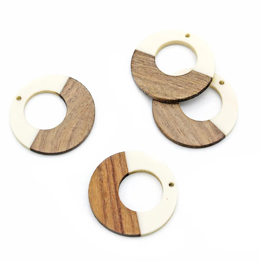 Open Circle Natural Wood and Resin Charm - Choose Your Color!