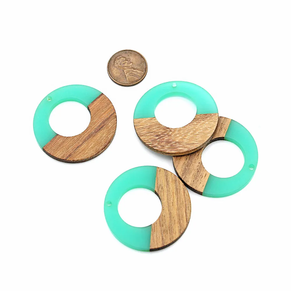 Open Circle Natural Wood and Resin Charm - Choose Your Color!