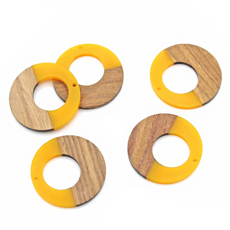 Open Circle Natural Wood and Resin Charm - Choose Your Color!