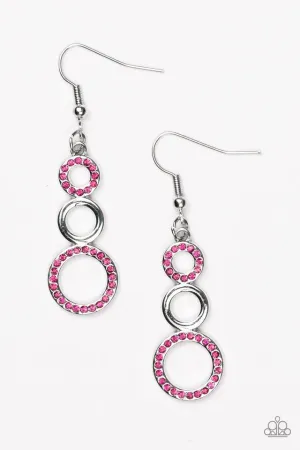 Paparazzi Earring ~ Bubble Bustle - Pink