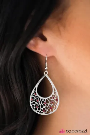 Paparazzi Earring ~ Hanging Gardens - Red