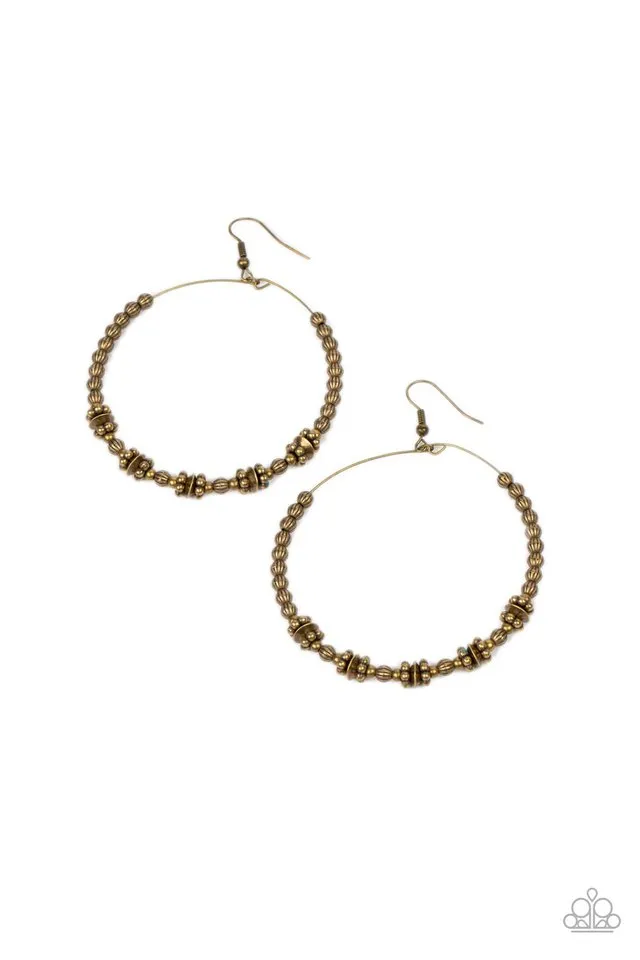 Paparazzi Earring ~ Simple Synchrony - Brass