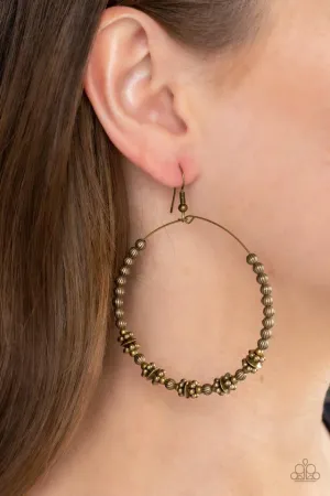 Paparazzi Earring ~ Simple Synchrony - Brass