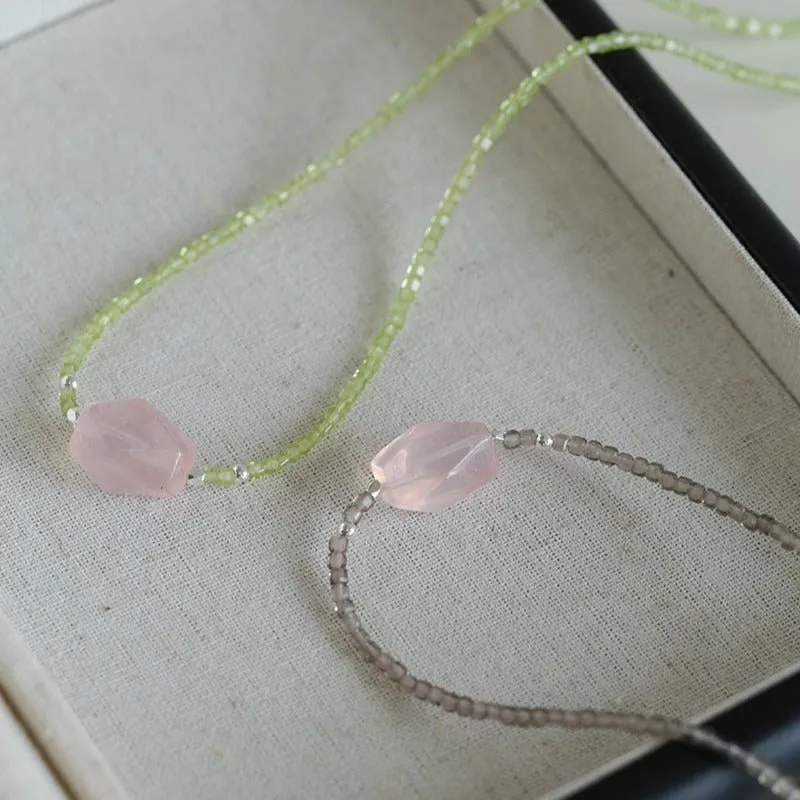 Pink Crystal Candy Cube Necklace