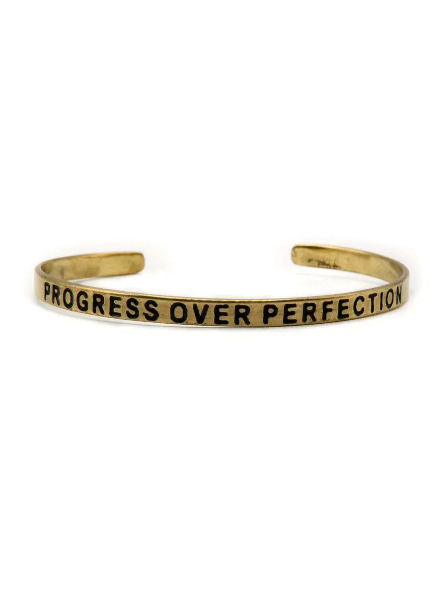 'Progress Over Perfection' Cuff Bracelet