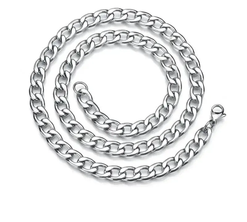 Punk 2-7mm Stainless Steel Cuban Link Chain Necklace - Men's & Women's Silver Jewelry, Hiphop Gift