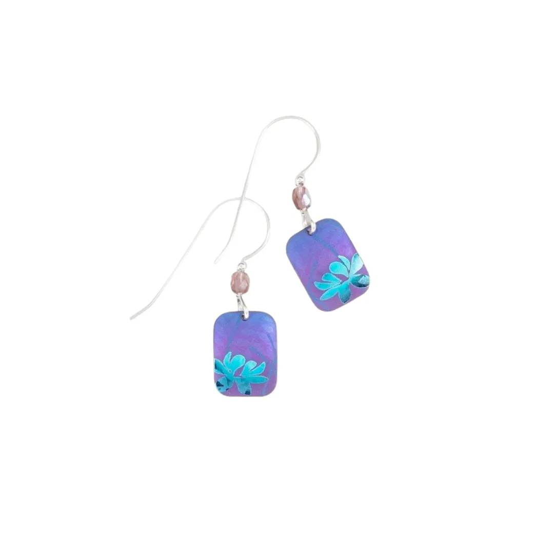 Purple   Teal Blooming Lotus Earrings