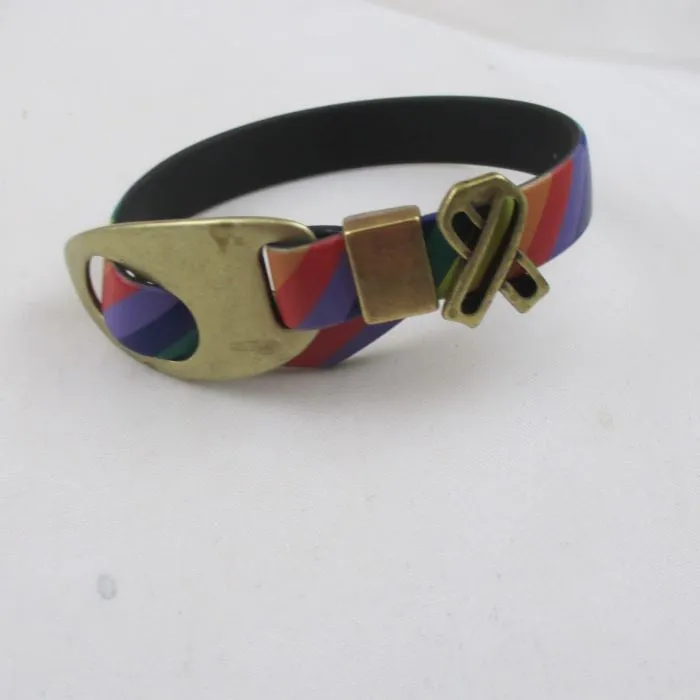 Rainbow Awareness Vegan Cord Bracelet  Buckle Style