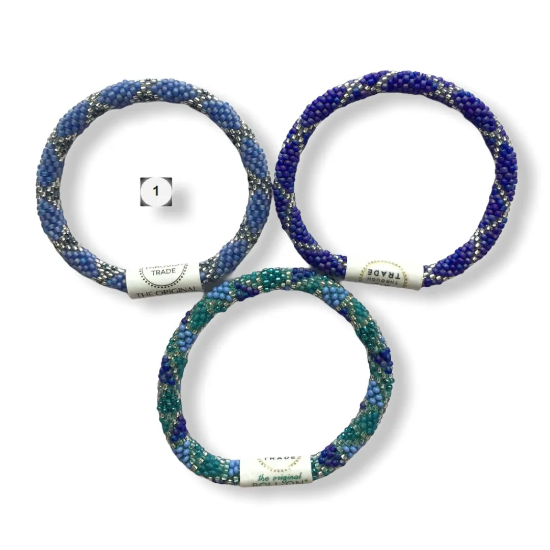 Roll-On Beaded Bracelets - Shades of Blue