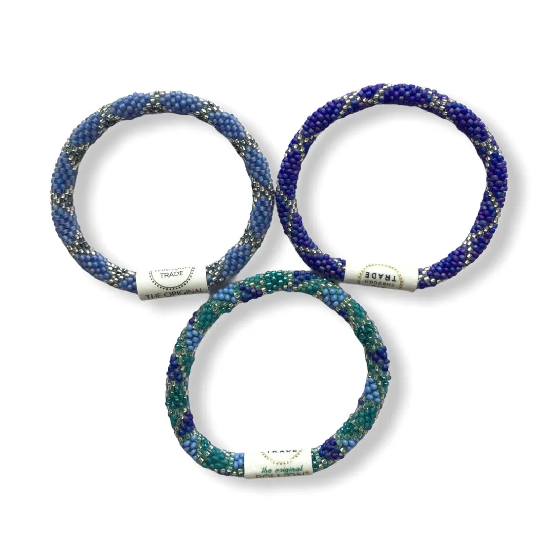 Roll-On Beaded Bracelets - Shades of Blue